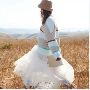 Free People Peaches Stipe Tunic Sweater Size XS Oversized Knit Boho Lagenlook